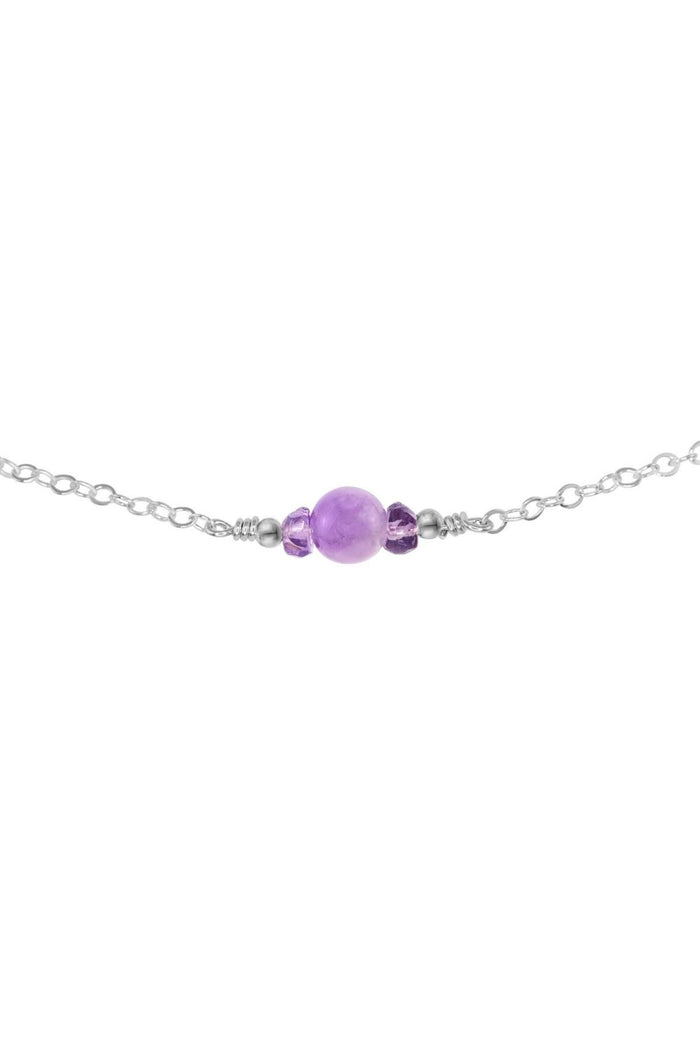 Dainty Lavender Amethyst Gemstone Choker Necklace - Dainty Lavender Amethyst Gemstone Choker Necklace - Sterling Silver - Luna Tide Handmade Crystal Jewellery