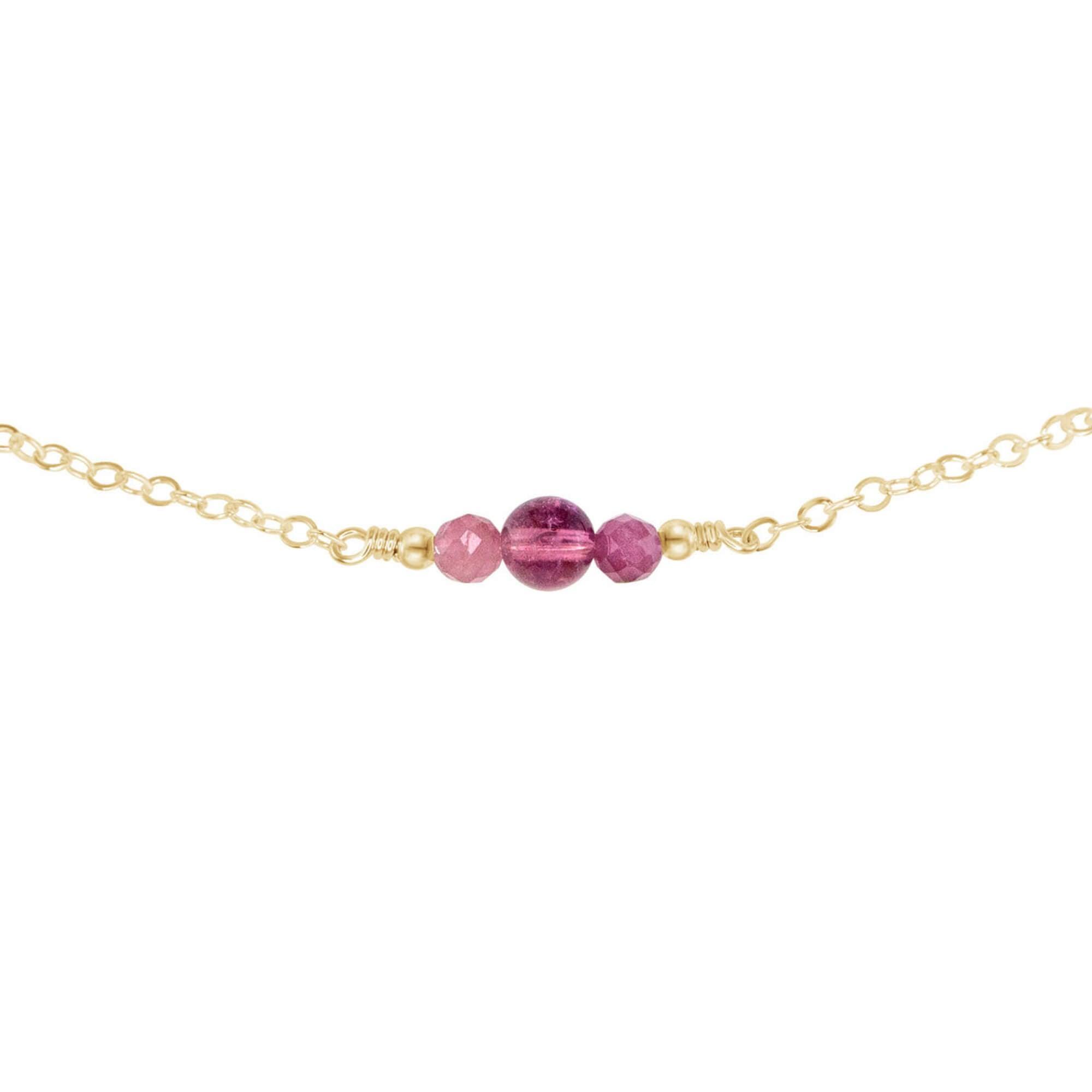 Dainty Pink Tourmaline Gemstone Choker Necklace - Dainty Pink Tourmaline Gemstone Choker Necklace - 14k Gold Fill - Luna Tide Handmade Crystal Jewellery