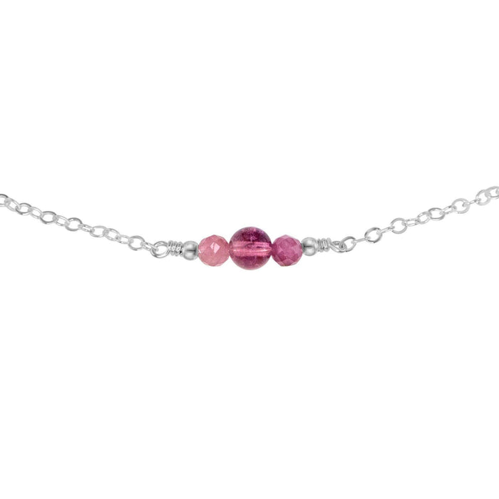Dainty Pink Tourmaline Gemstone Choker Necklace - Dainty Pink Tourmaline Gemstone Choker Necklace - Sterling Silver - Luna Tide Handmade Crystal Jewellery