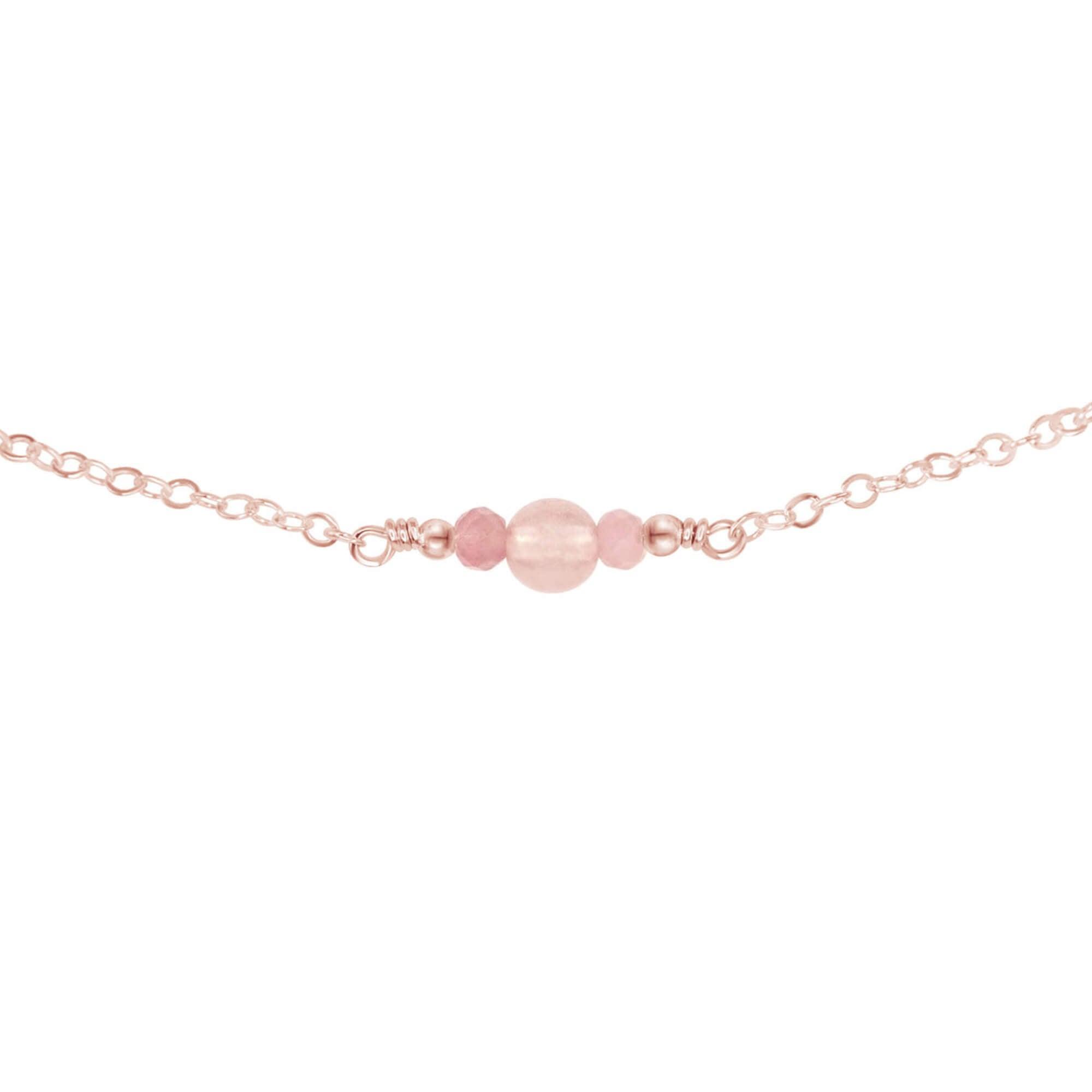 Dainty Rose Quartz Gemstone Choker Necklace - Dainty Rose Quartz Gemstone Choker Necklace - 14k Rose Gold Fill - Luna Tide Handmade Crystal Jewellery