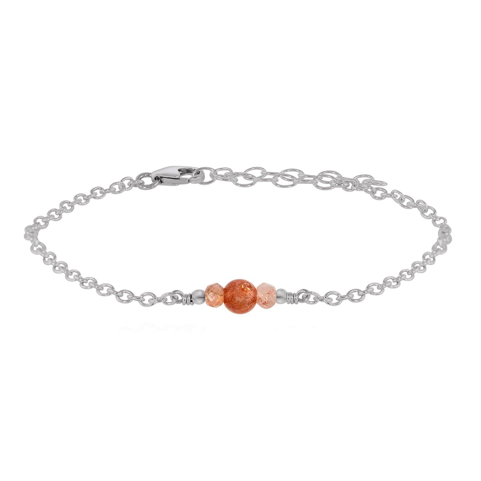 Dainty Sunstone Gemstone Bracelet - Dainty Sunstone Gemstone Bracelet - Stainless Steel - Luna Tide Handmade Crystal Jewellery