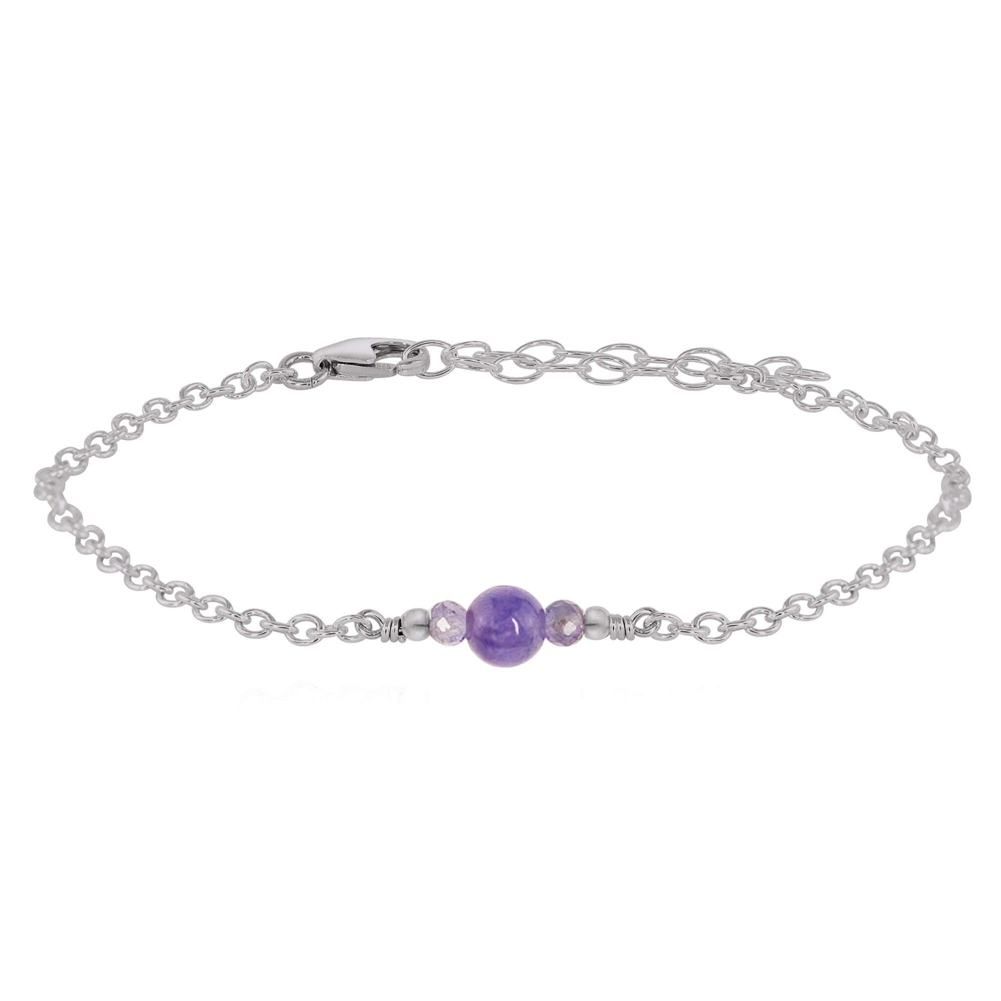 Dainty Tanzanite Gemstone Bracelet - Dainty Tanzanite Gemstone Bracelet - Stainless Steel - Luna Tide Handmade Crystal Jewellery