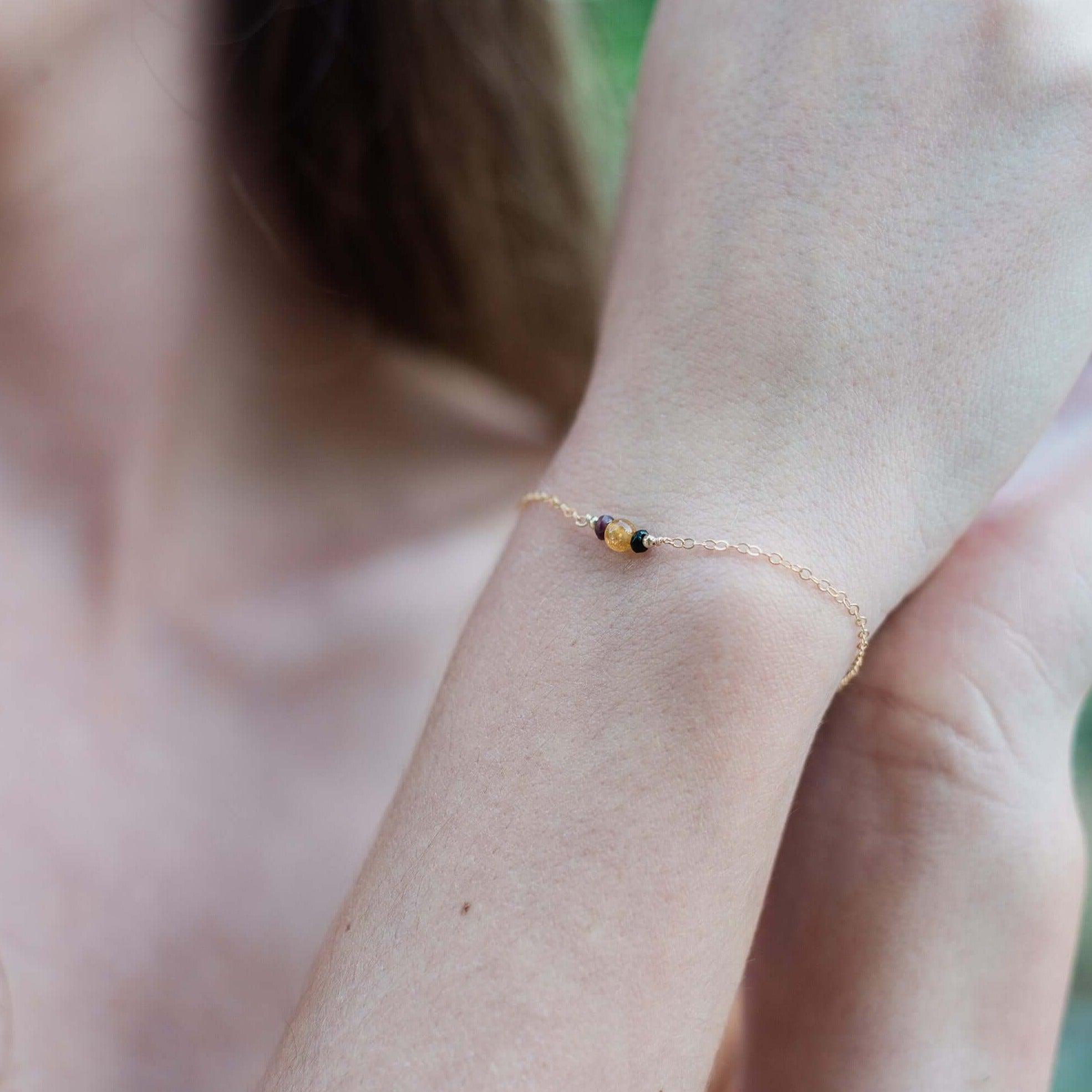 Dainty Tourmaline Gemstone Bracelet - Dainty Tourmaline Gemstone Bracelet - 14k Gold Fill - Luna Tide Handmade Crystal Jewellery