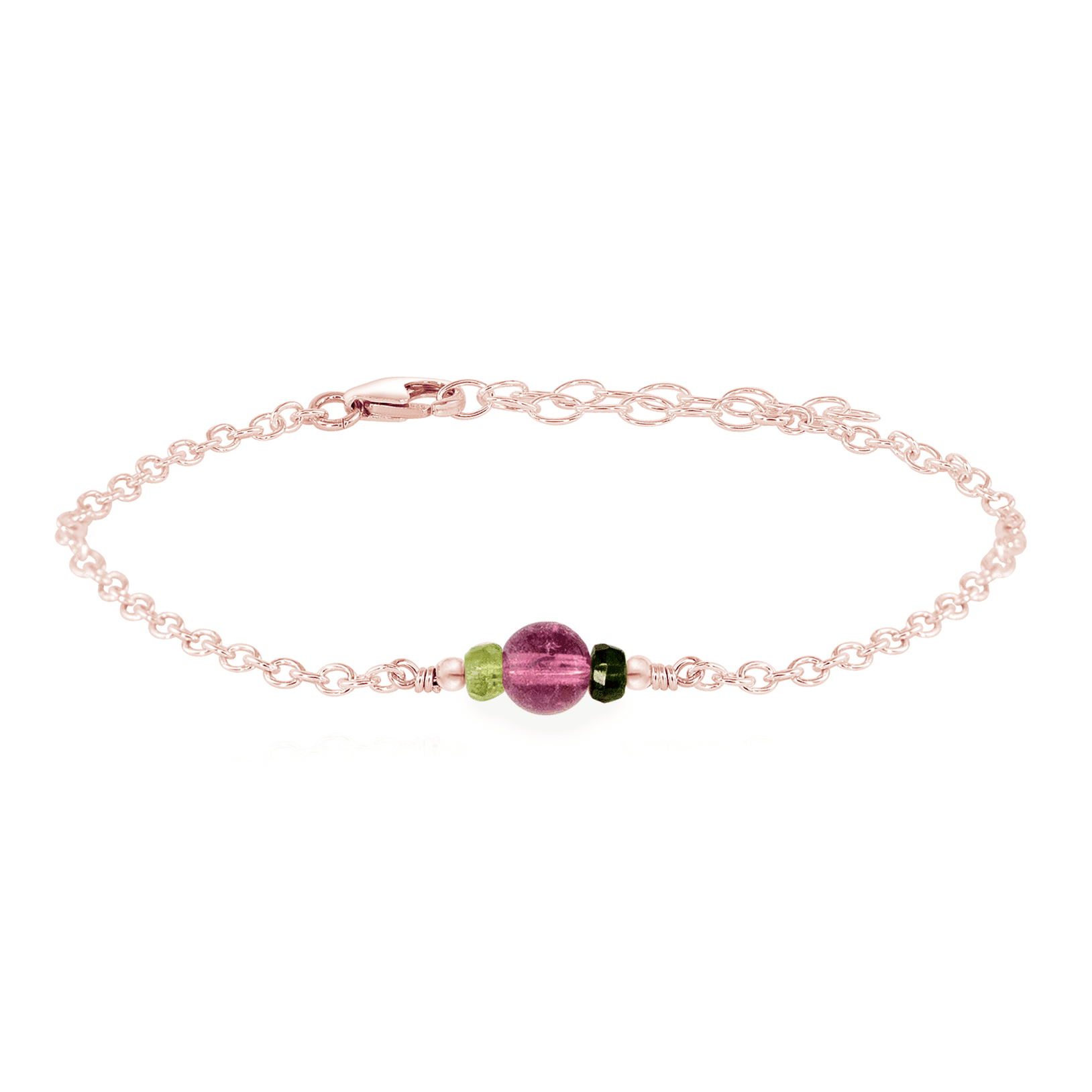 Dainty Tourmaline Gemstone Bracelet - Dainty Tourmaline Gemstone Bracelet - 14k Rose Gold Fill - Luna Tide Handmade Crystal Jewellery