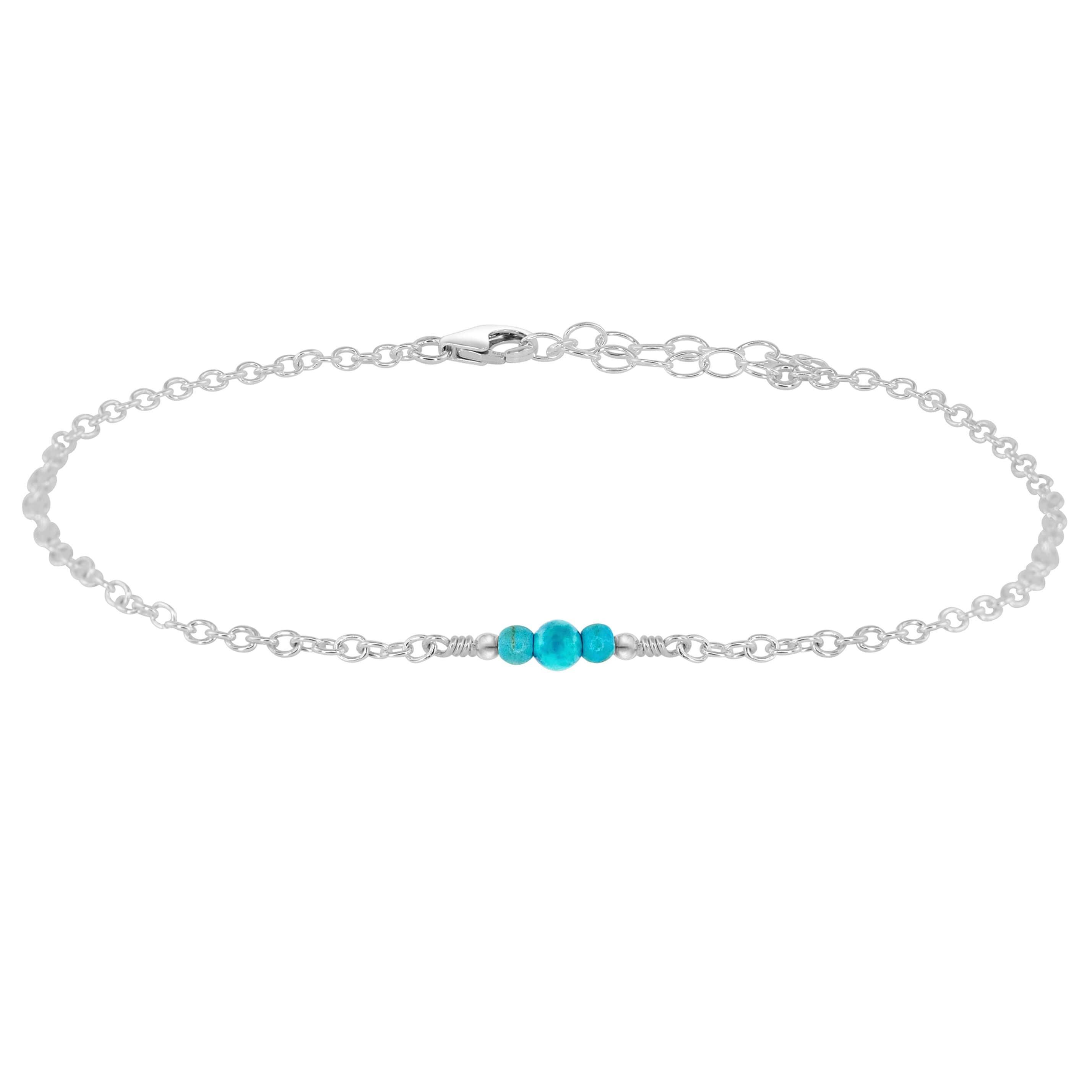 Dainty Turquoise Gemstone Anklet - Dainty Turquoise Gemstone Anklet - Sterling Silver - Luna Tide Handmade Crystal Jewellery