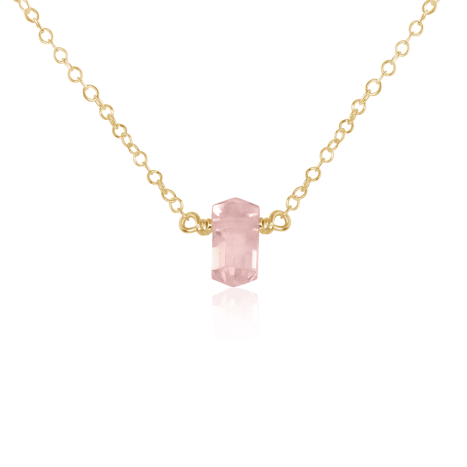 Double Terminated Rose Quartz Mini Crystal Point Necklace - Double Terminated Rose Quartz Mini Crystal Point Necklace - 14k Gold Fill - Luna Tide Handmade Crystal Jewellery