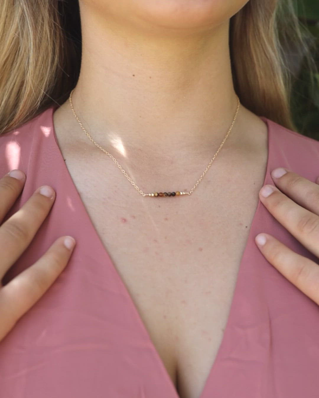 Sparkling Tiger's Eye Faceted Bead Bar Necklace