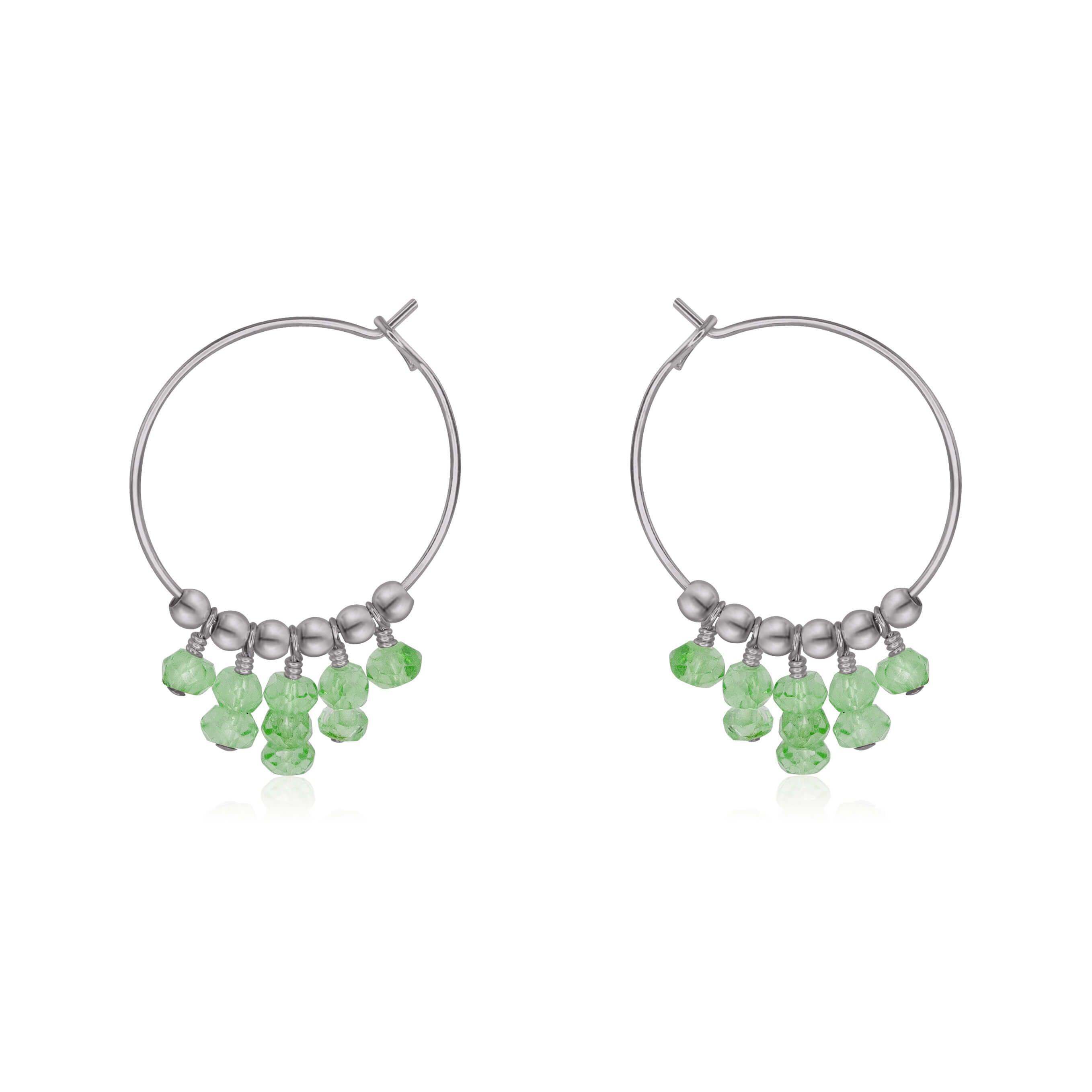 Green Aventurine Statement Hoop Earrings - Green Aventurine Statement Hoop Earrings - Stainless Steel - Luna Tide Handmade Crystal Jewellery