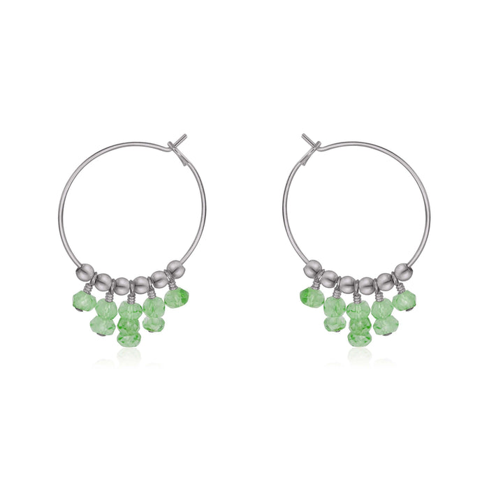 Green Aventurine Statement Hoop Earrings - Green Aventurine Statement Hoop Earrings - Stainless Steel - Luna Tide Handmade Crystal Jewellery