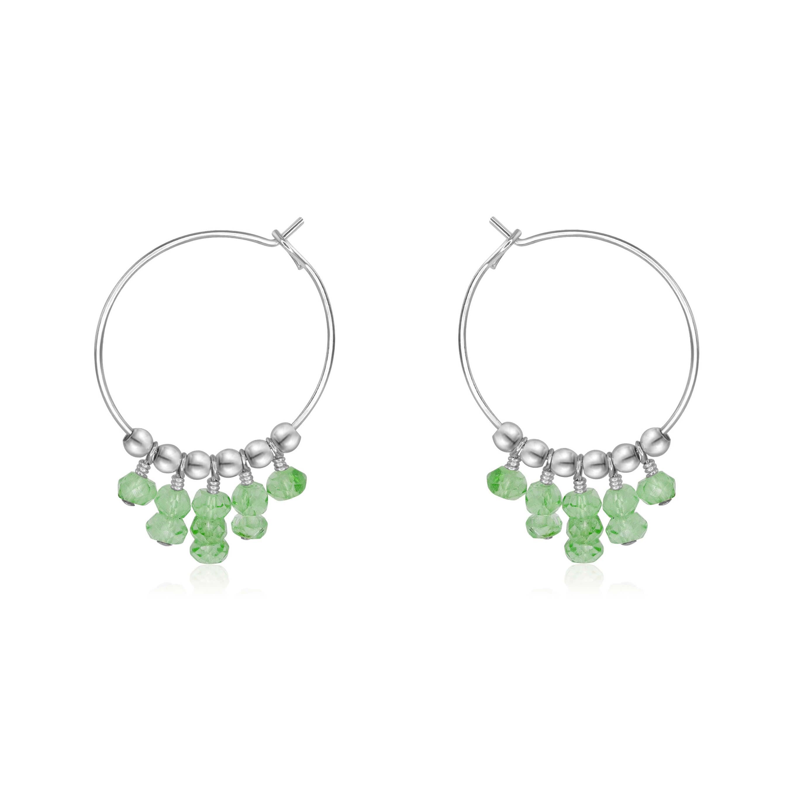 Green Aventurine Statement Hoop Earrings - Green Aventurine Statement Hoop Earrings - Sterling Silver - Luna Tide Handmade Crystal Jewellery