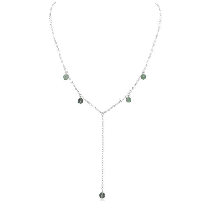 Labradorite Boho Lariat Necklace - Labradorite Boho Lariat Necklace - Sterling Silver - Luna Tide Handmade Crystal Jewellery