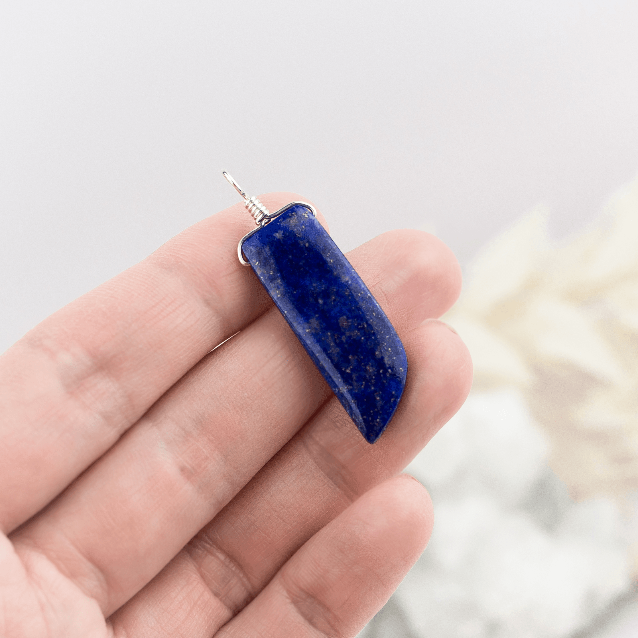 Lapis Lazuli Smooth Point Pendant - Lapis Lazuli Smooth Point Pendant - Sterling Silver - Luna Tide Handmade Crystal Jewellery