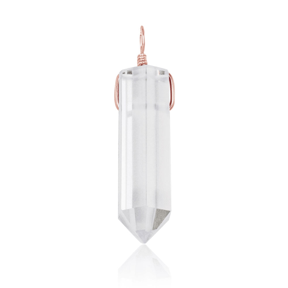 Large Crystal Quartz Crystal Tower Point Generator Pendant - Large Crystal Quartz Crystal Tower Point Generator Pendant - 14k Rose Gold Fill - Luna Tide Handmade Crystal Jewellery