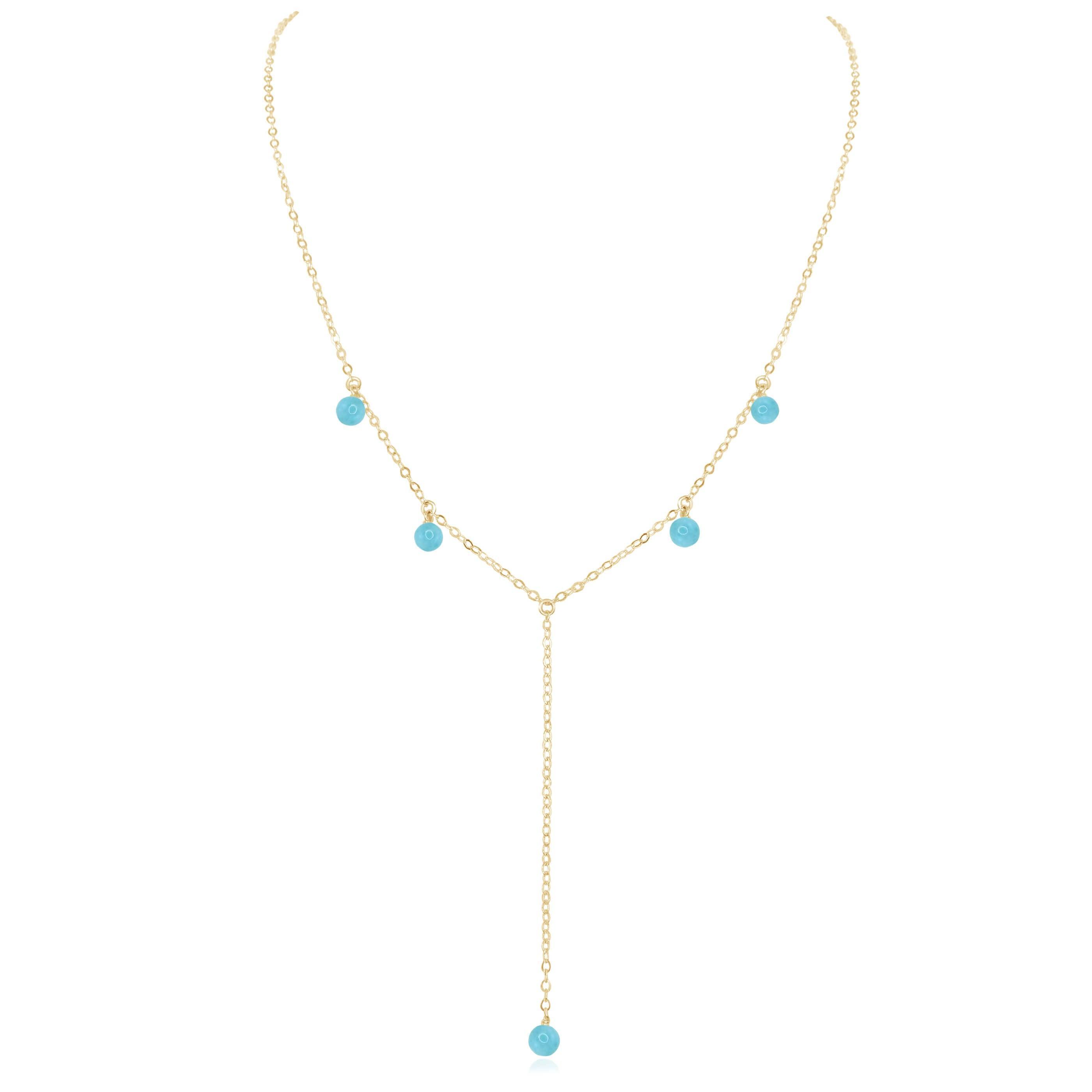 Larimar Boho Lariat Necklace - Larimar Boho Lariat Necklace - 14k Gold Fill - Luna Tide Handmade Crystal Jewellery