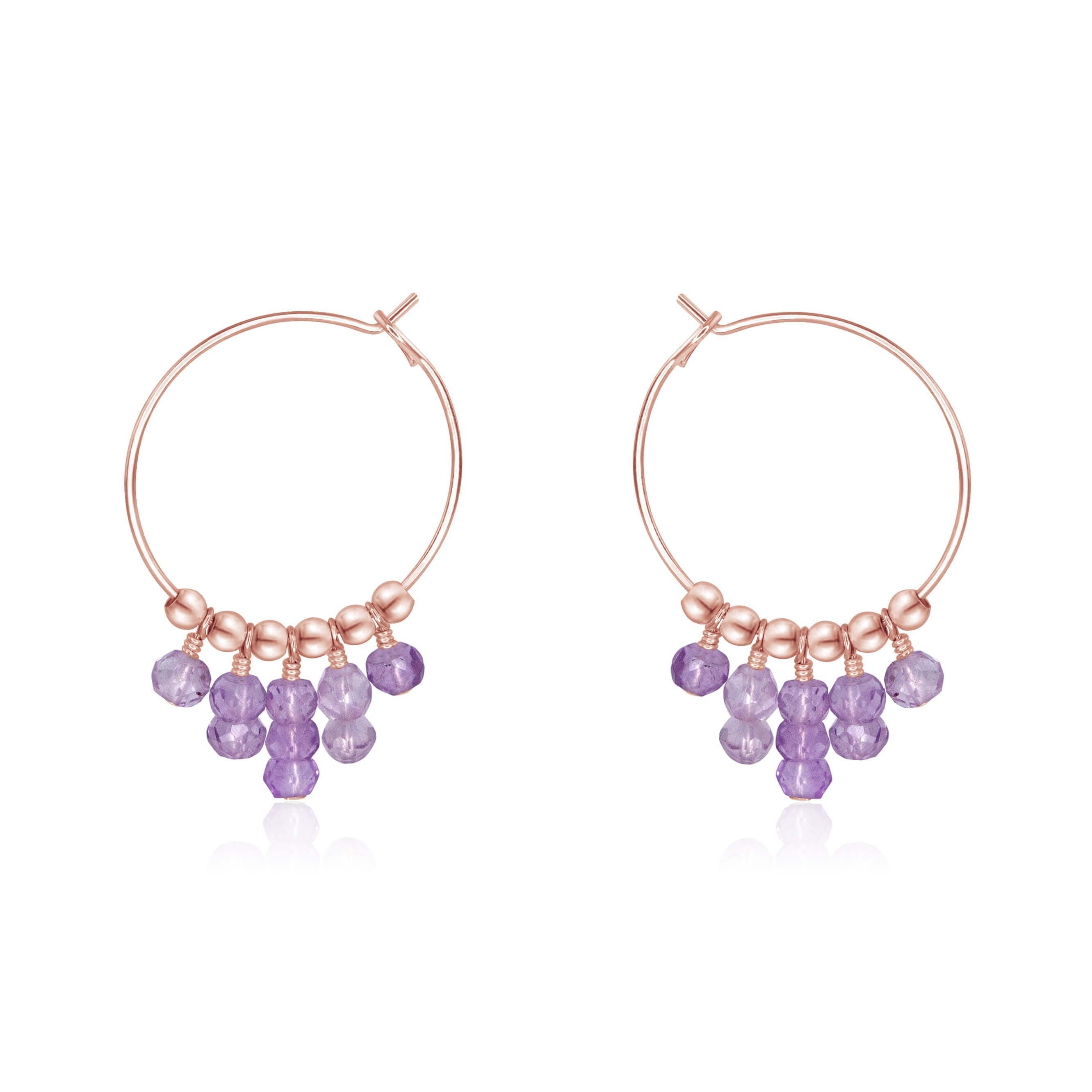 Lavender Amethyst Statement Hoop Earrings - Lavender Amethyst Statement Hoop Earrings - 14k Rose Gold Fill - Luna Tide Handmade Crystal Jewellery