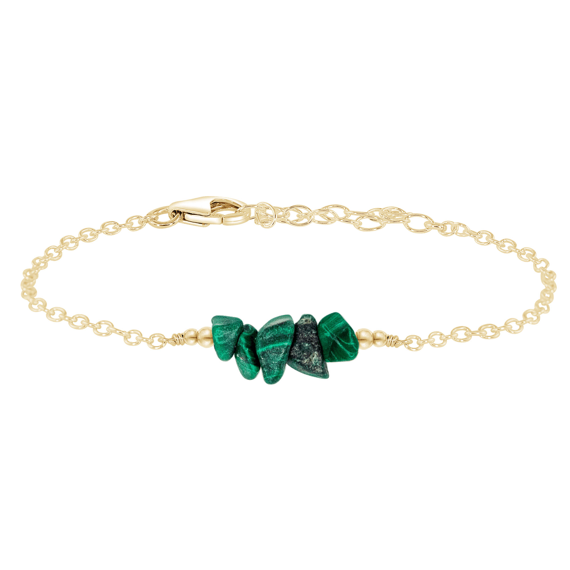 Malachite Chip Bead Bar Bracelet - Malachite Chip Bead Bar Bracelet - 14k Gold Fill - Luna Tide Handmade Crystal Jewellery