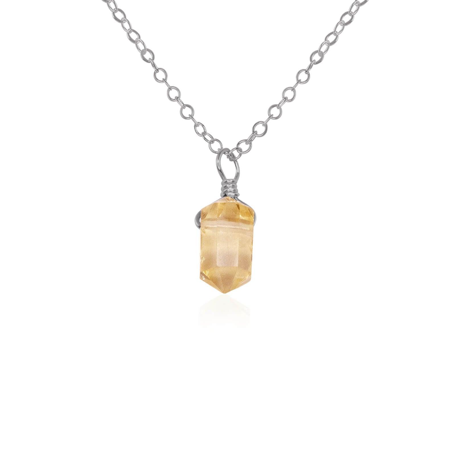 Mini Double Terminated Citrine Crystal Point Pendant Necklace - Mini Double Terminated Citrine Crystal Point Pendant Necklace - Stainless Steel / Cable - Luna Tide Handmade Crystal Jewellery