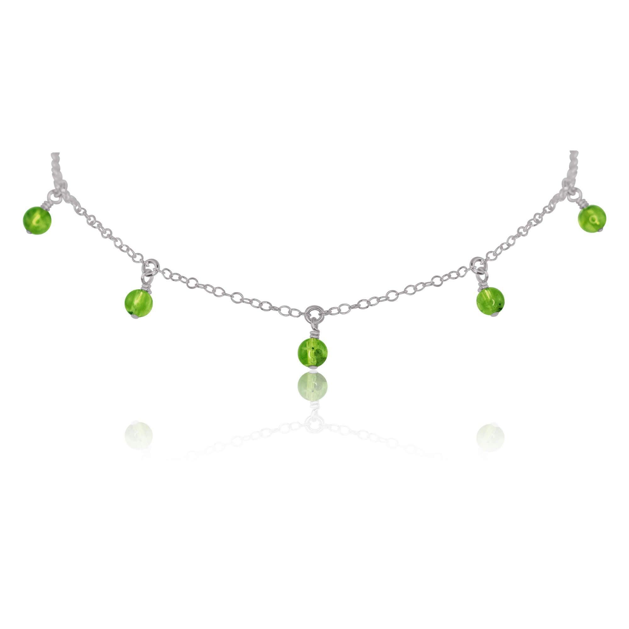Peridot Bead Drop Choker - Peridot Bead Drop Choker - Stainless Steel - Luna Tide Handmade Crystal Jewellery
