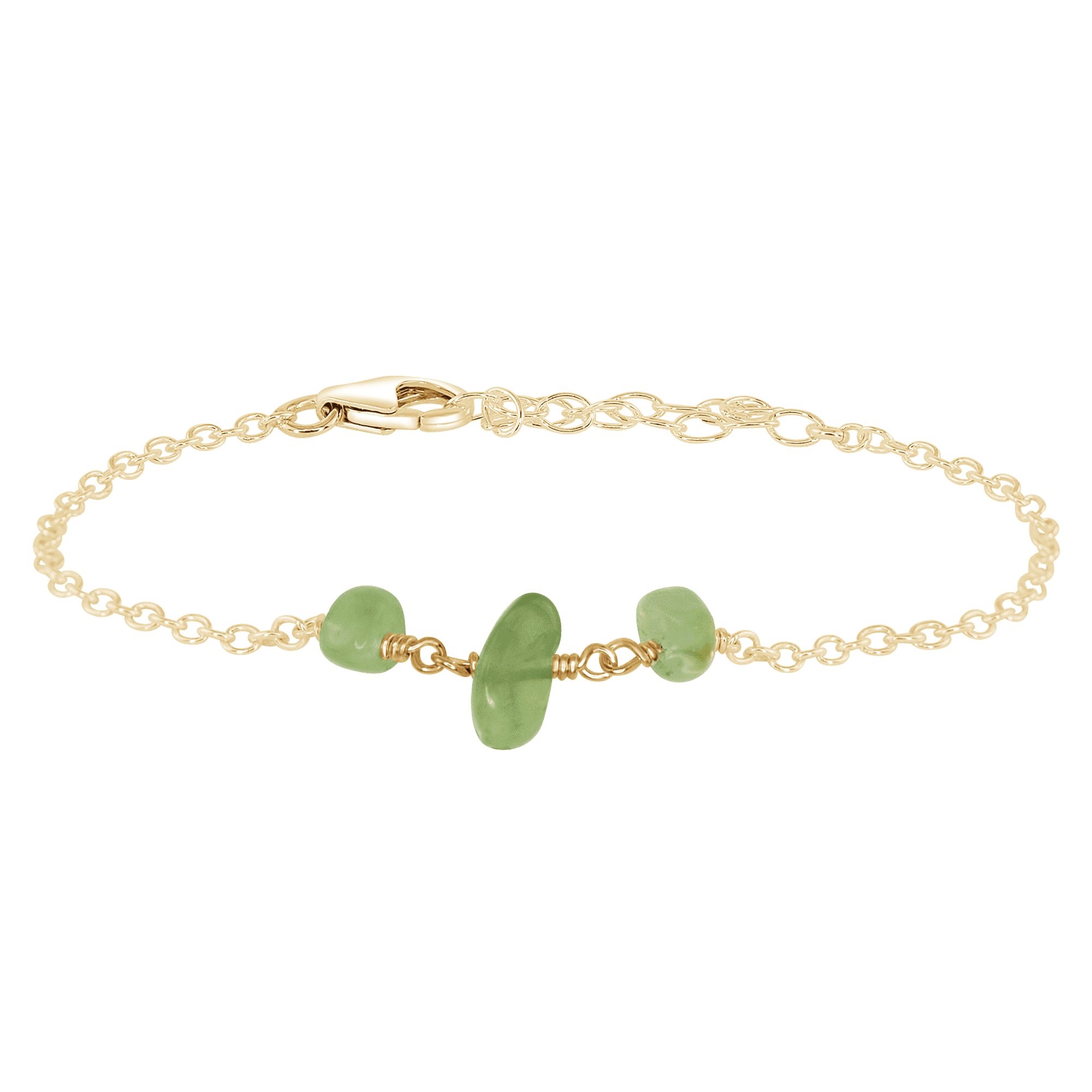 Prehnite Beaded Chain Bracelet - Prehnite Beaded Chain Bracelet - 14k Gold Fill - Luna Tide Handmade Crystal Jewellery