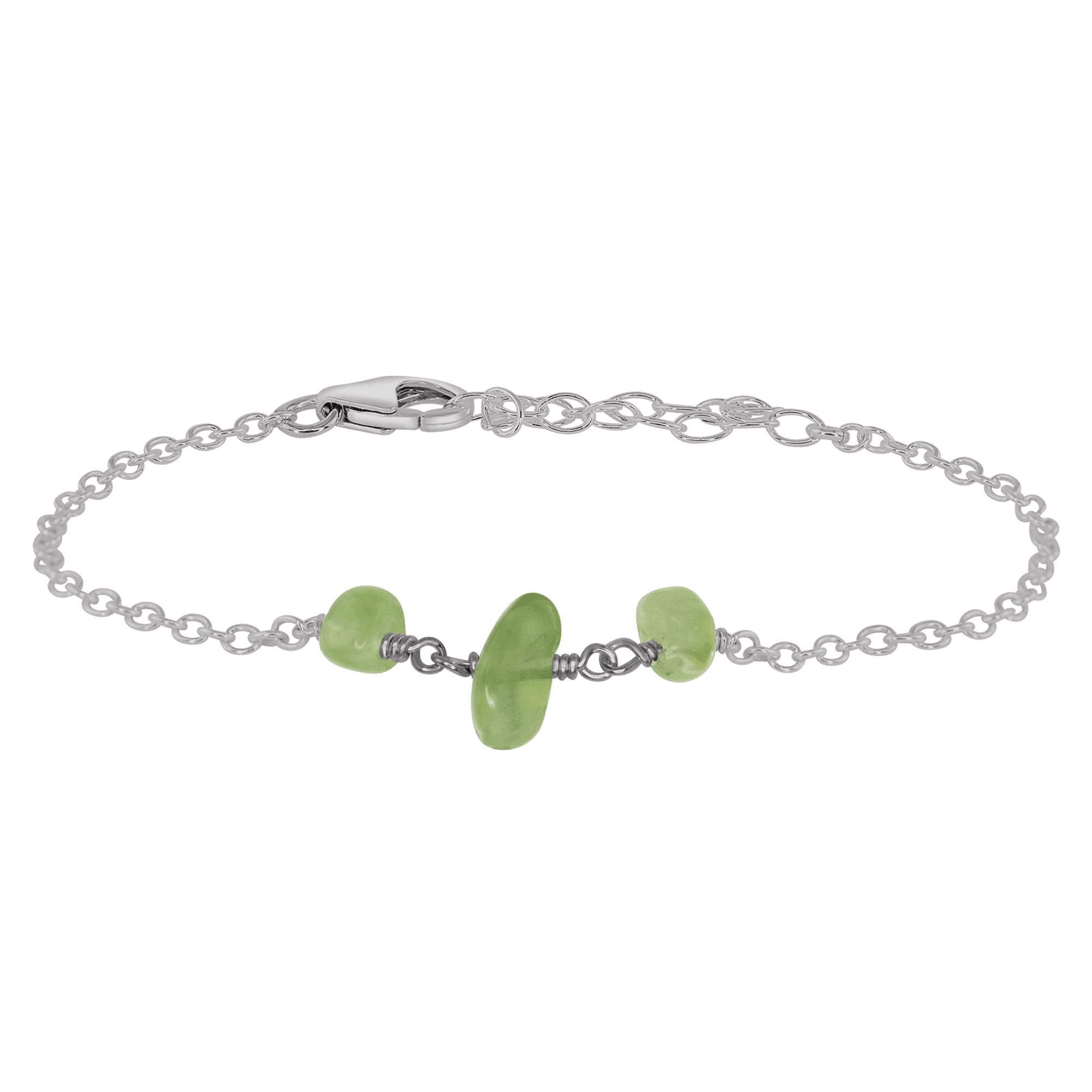 Prehnite Beaded Chain Bracelet - Prehnite Beaded Chain Bracelet - Stainless Steel - Luna Tide Handmade Crystal Jewellery