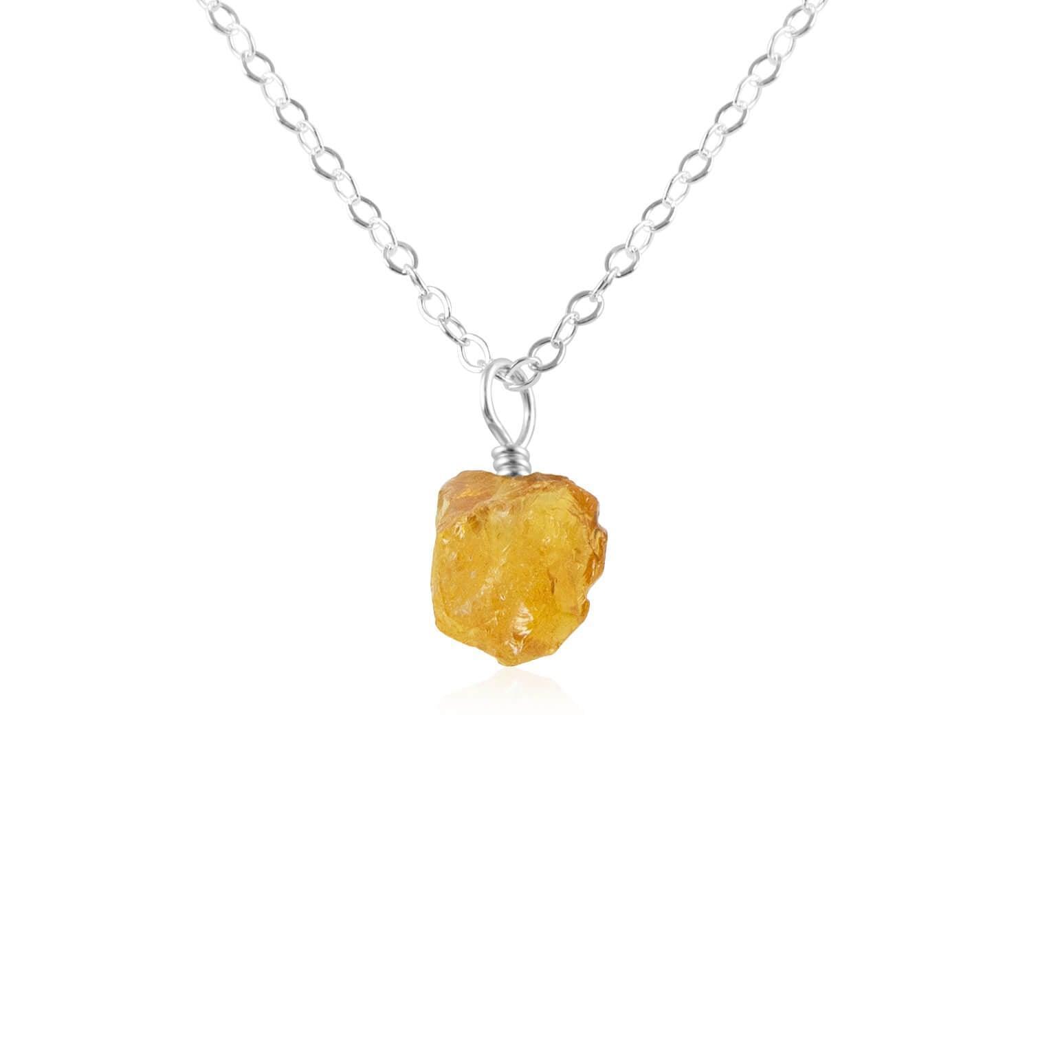 Raw Citrine Natural Crystal Pendant Necklace - Raw Citrine Natural Crystal Pendant Necklace - Sterling Silver / Cable - Luna Tide Handmade Crystal Jewellery