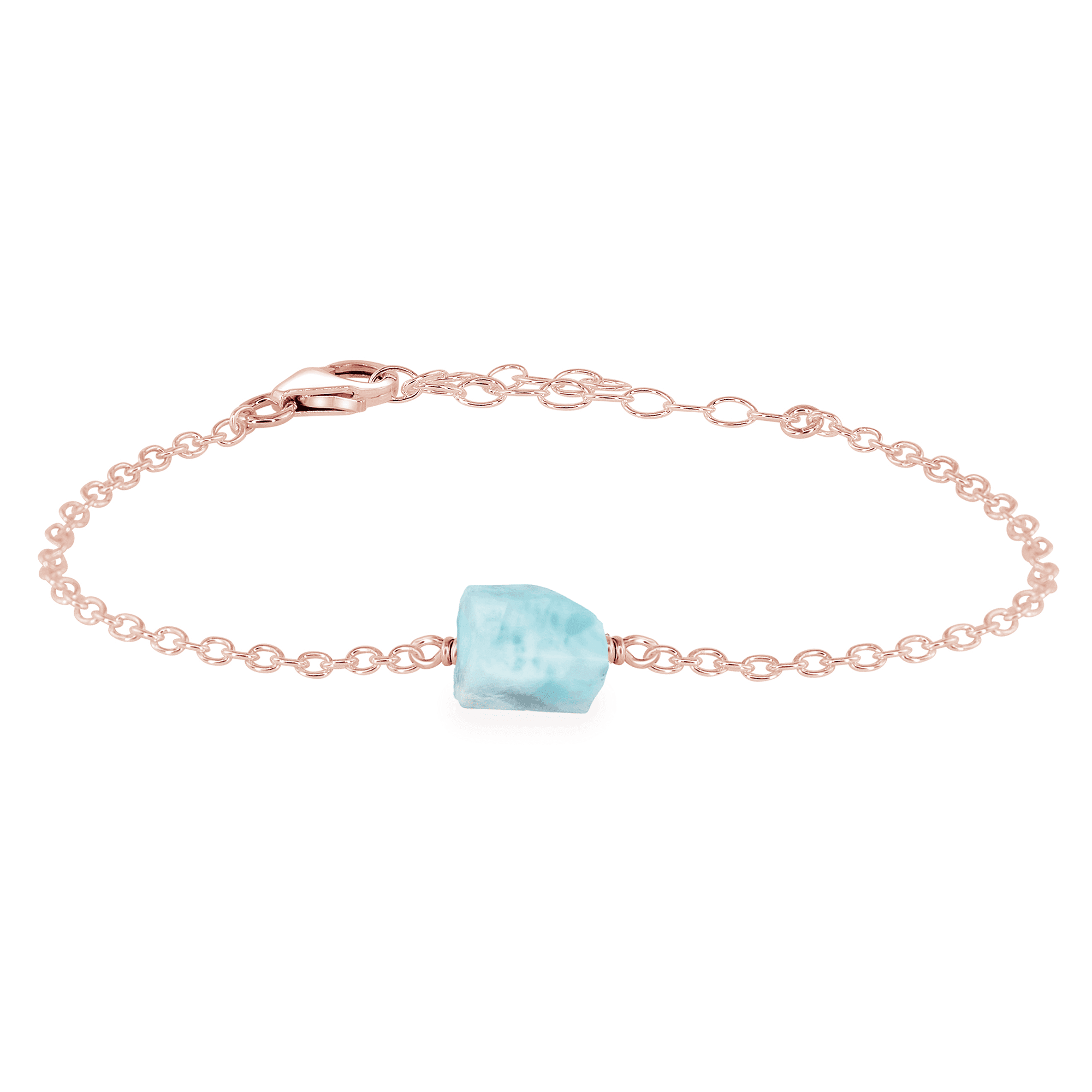 Raw Larimar Crystal Nugget Bracelet - Raw Larimar Crystal Nugget Bracelet - 14k Rose Gold Fill - Luna Tide Handmade Crystal Jewellery