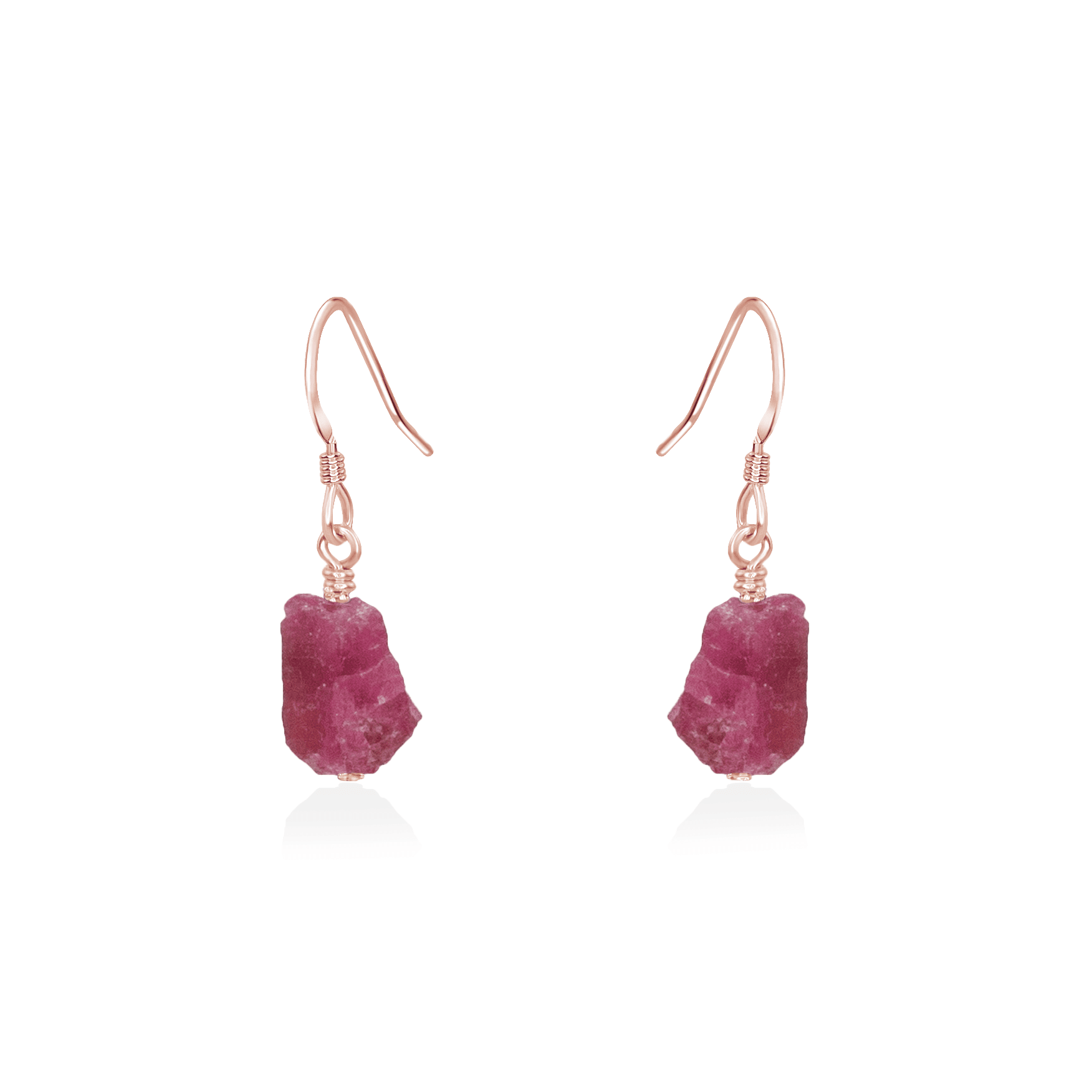 Raw Pink Tourmaline Crystal Dangle Drop Earrings - Raw Pink Tourmaline Crystal Dangle Drop Earrings - 14k Rose Gold Fill - Luna Tide Handmade Crystal Jewellery