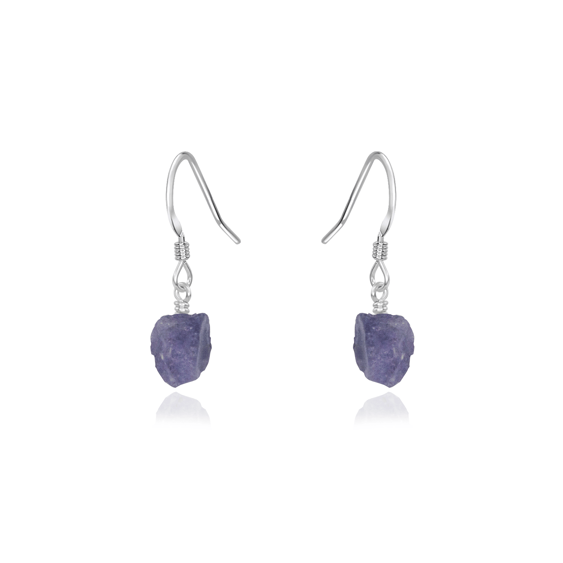 Raw Purple Tanzanite Crystal Dangle Drop Earrings - Raw Purple Tanzanite Crystal Dangle Drop Earrings - Sterling Silver - Luna Tide Handmade Crystal Jewellery