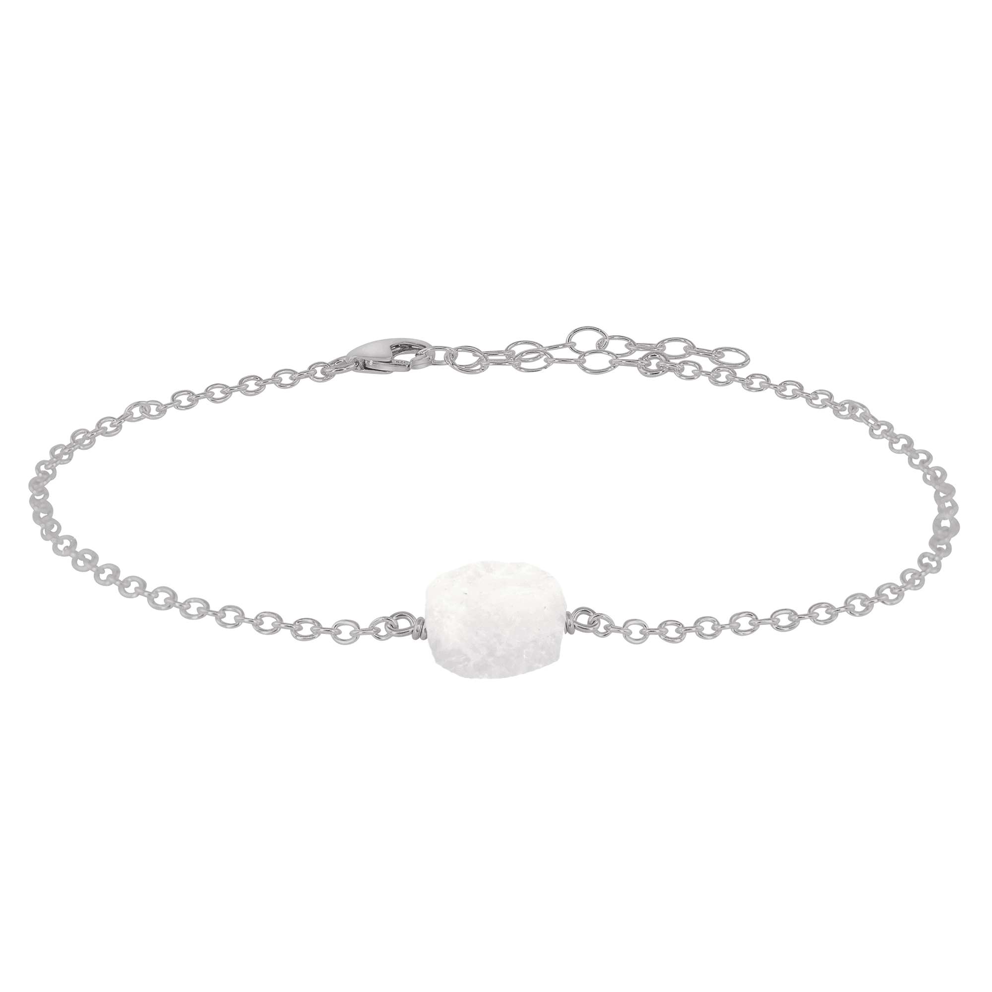 Raw Rainbow Moonstone Crystal Nugget Anklet - Raw Rainbow Moonstone Crystal Nugget Anklet - Stainless Steel - Luna Tide Handmade Crystal Jewellery