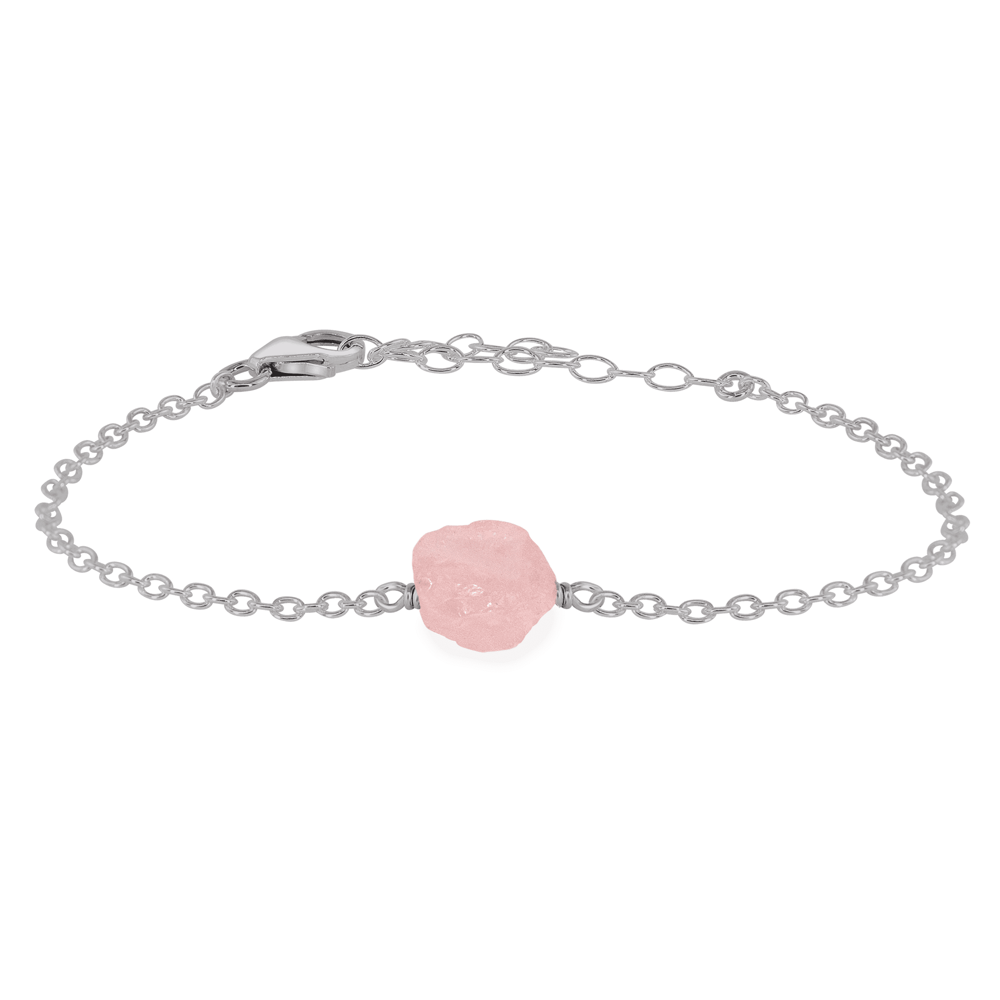 Raw Rose Quartz Crystal Nugget Bracelet - Raw Rose Quartz Crystal Nugget Bracelet - Stainless Steel - Luna Tide Handmade Crystal Jewellery