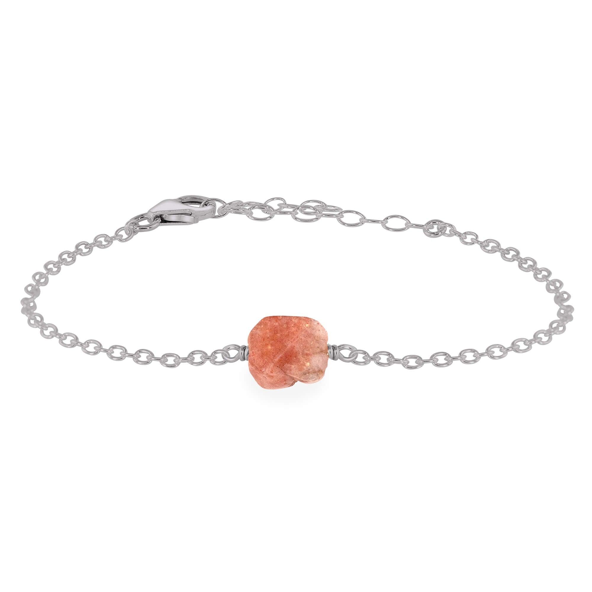 Raw Sunstone Crystal Nugget Bracelet - Raw Sunstone Crystal Nugget Bracelet - Stainless Steel - Luna Tide Handmade Crystal Jewellery