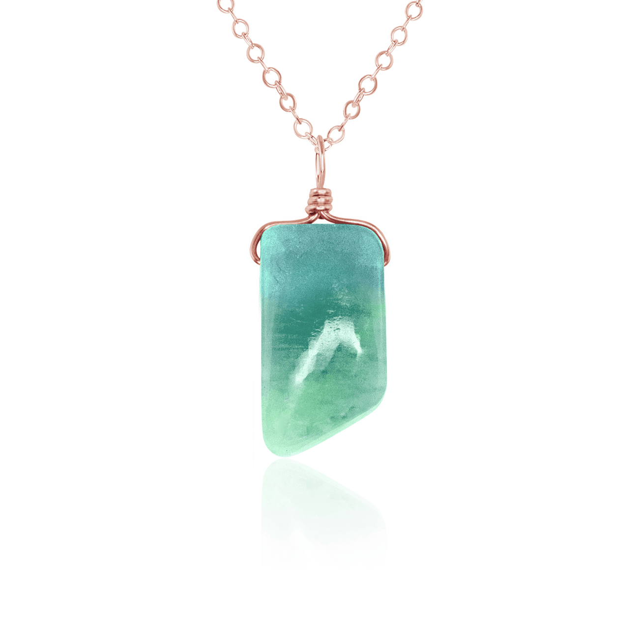 Small Smooth Amazonite Gentle Point Crystal Pendant Necklace - Small Smooth Amazonite Gentle Point Crystal Pendant Necklace - 14k Rose Gold Fill / Cable - Luna Tide Handmade Crystal Jewellery