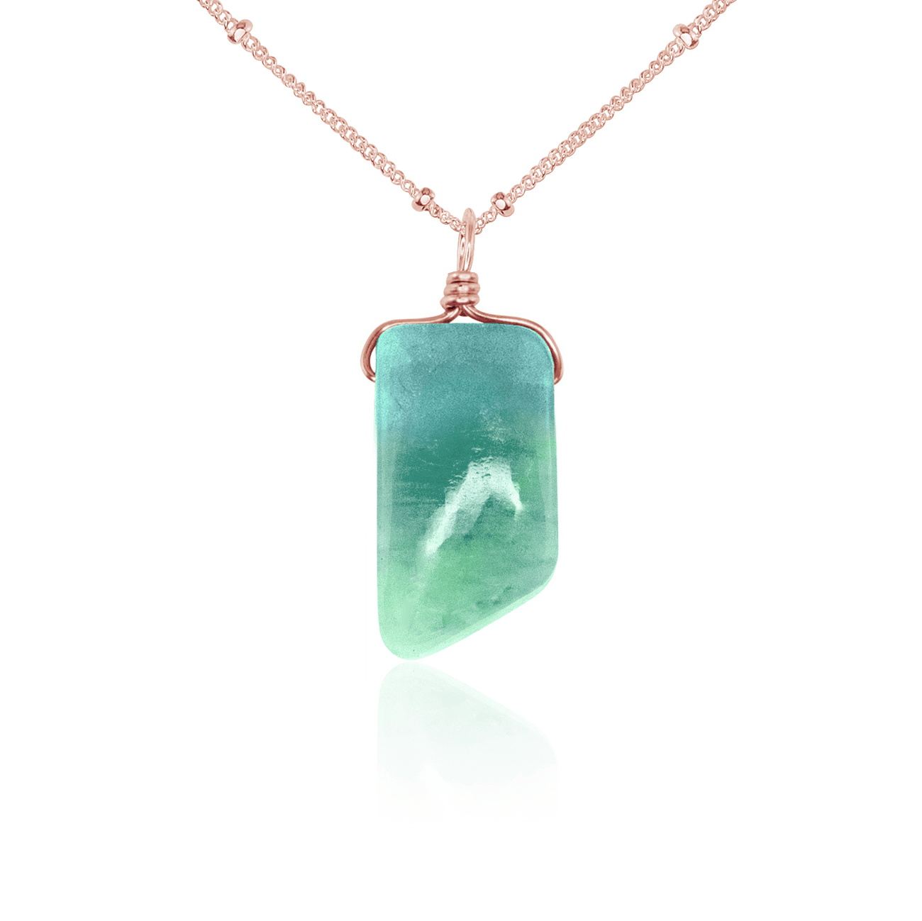Small Smooth Amazonite Gentle Point Crystal Pendant Necklace - Small Smooth Amazonite Gentle Point Crystal Pendant Necklace - 14k Rose Gold Fill / Satellite - Luna Tide Handmade Crystal Jewellery