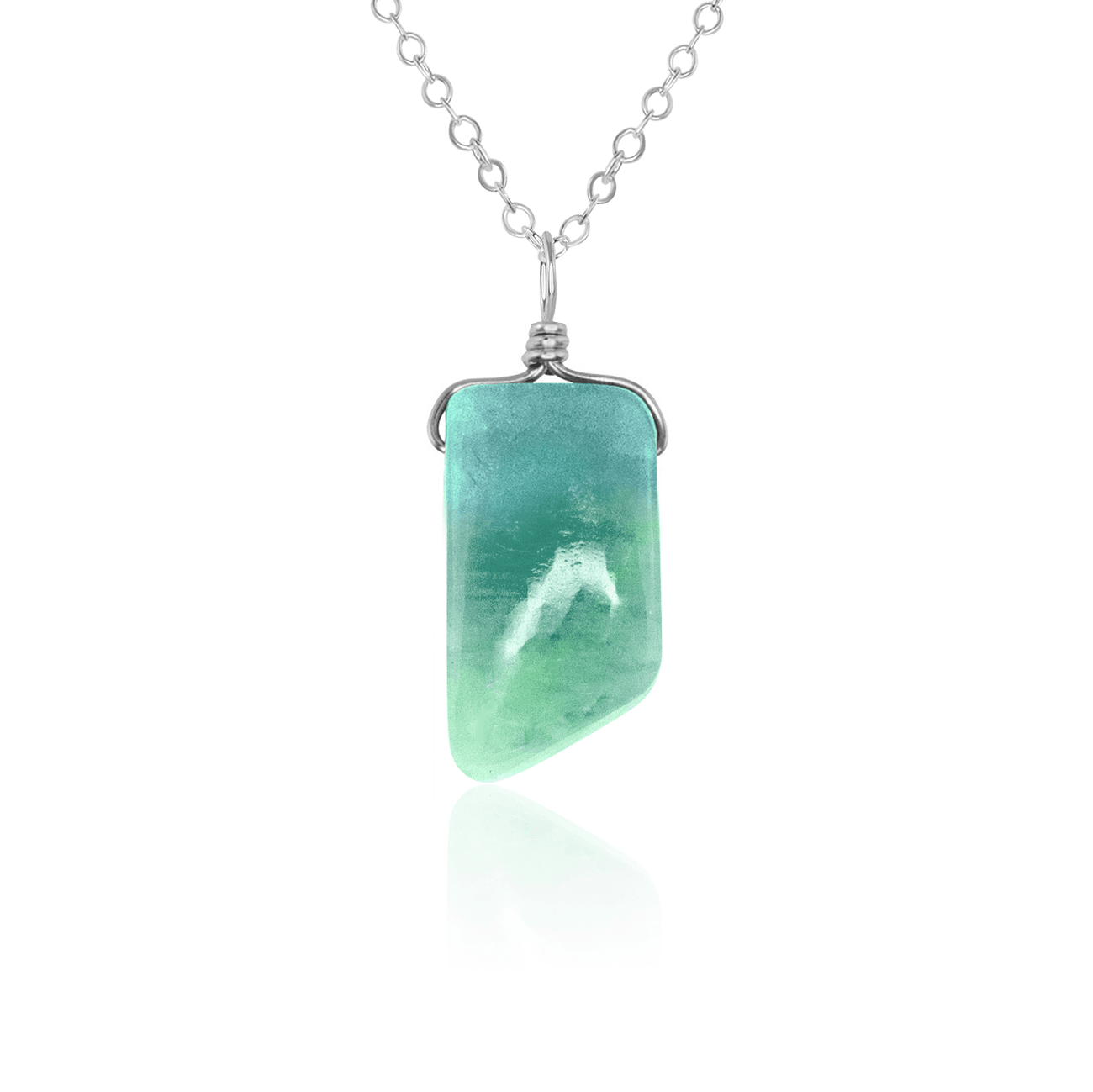 Small Smooth Amazonite Gentle Point Crystal Pendant Necklace - Small Smooth Amazonite Gentle Point Crystal Pendant Necklace - Sterling Silver / Cable - Luna Tide Handmade Crystal Jewellery