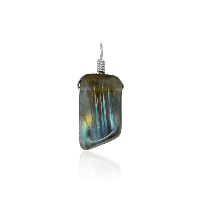 Small Smooth Labradorite Crystal Pendant with Gentle Point - Small Smooth Labradorite Crystal Pendant with Gentle Point - Sterling Silver - Luna Tide Handmade Crystal Jewellery