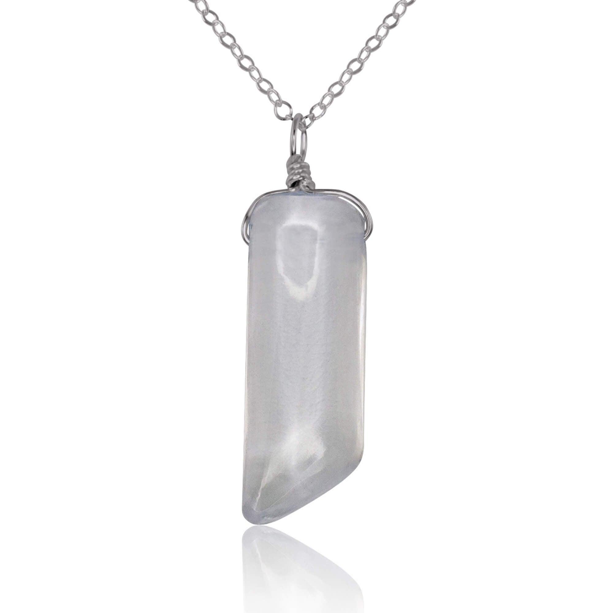 Smooth Crystal Quartz Natural Point Crystal Necklace - Smooth Crystal Quartz Natural Point Crystal Necklace - Stainless Steel / Cable - Luna Tide Handmade Crystal Jewellery