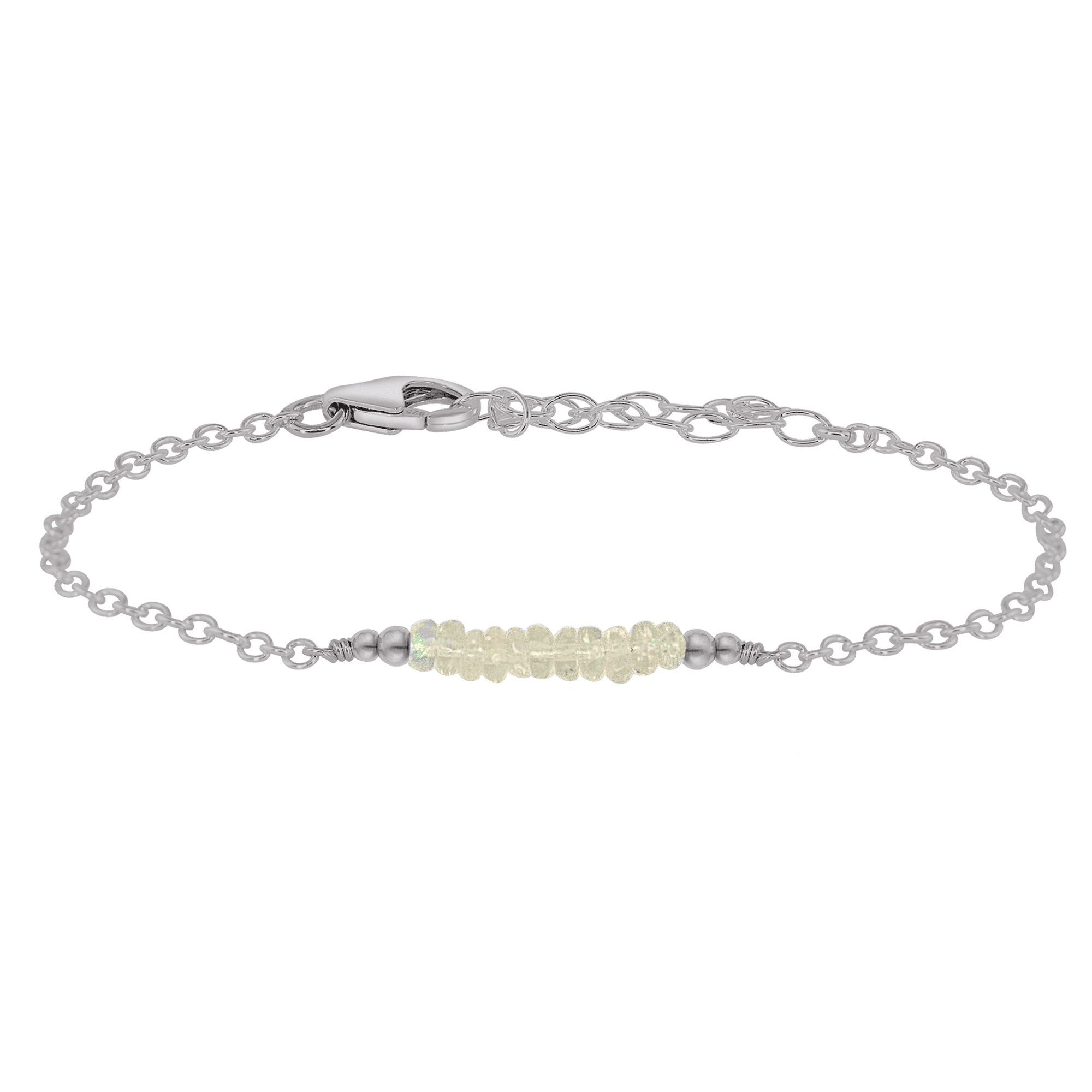 Sparkling Ethiopian Opal Gemstone Faceted Bead Bar Bracelet - Sparkling Ethiopian Opal Gemstone Faceted Bead Bar Bracelet - Stainless Steel - Luna Tide Handmade Crystal Jewellery