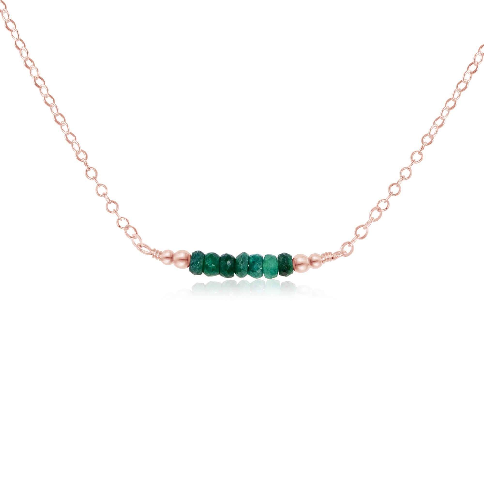 Sparkling Green Emerald Faceted Bead Bar Necklace - Sparkling Green Emerald Faceted Bead Bar Necklace - 14k Rose Gold Fill - Luna Tide Handmade Crystal Jewellery