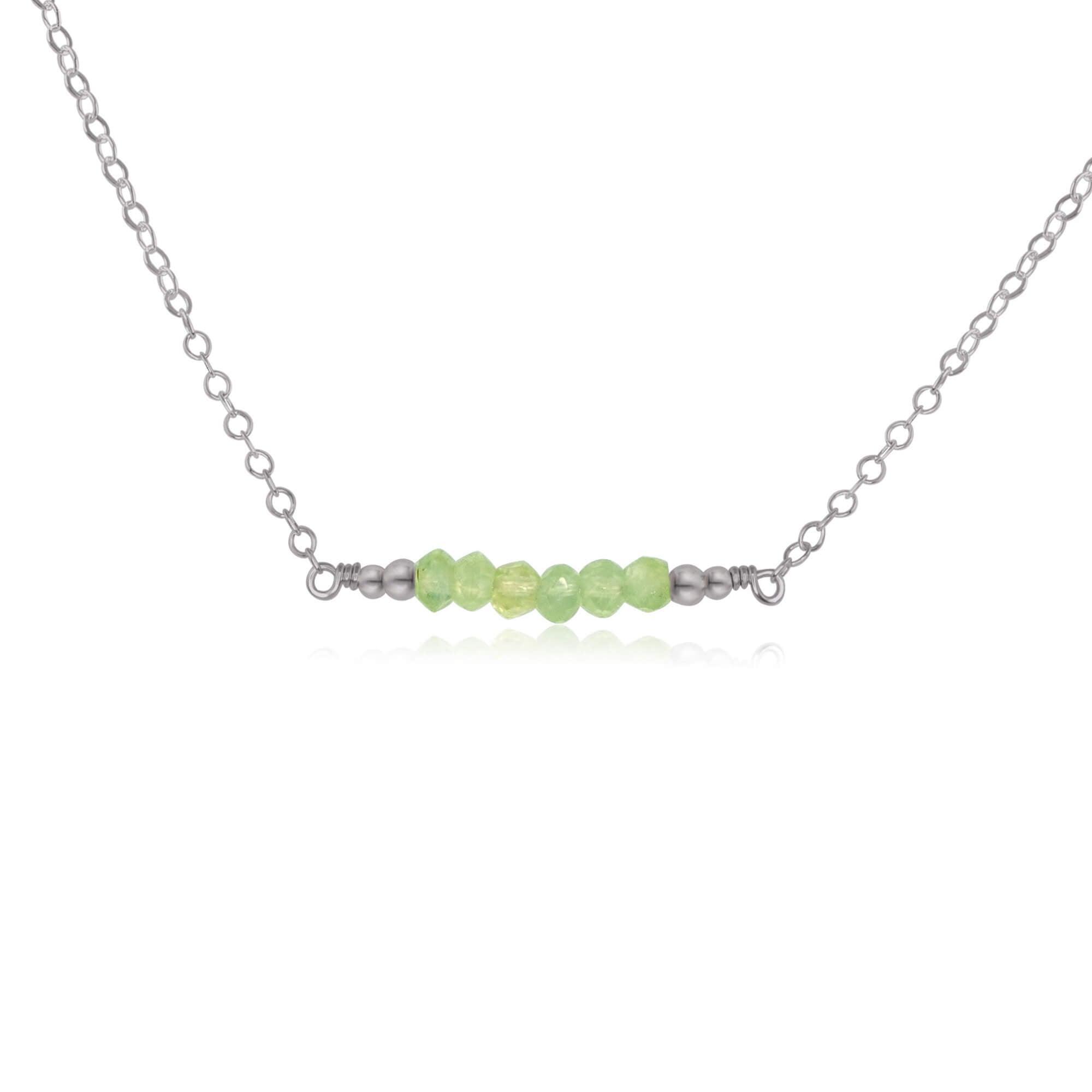 Sparkling Green Prehnite Faceted Bead Bar Necklace - Sparkling Green Prehnite Faceted Bead Bar Necklace - Stainless Steel - Luna Tide Handmade Crystal Jewellery