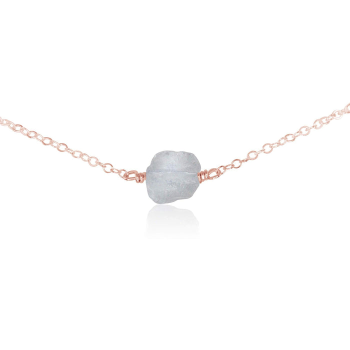 Tiny Raw Quartz Crystal Nugget Choker - Tiny Raw Quartz Crystal Nugget Choker - 14k Rose Gold Fill - Luna Tide Handmade Crystal Jewellery