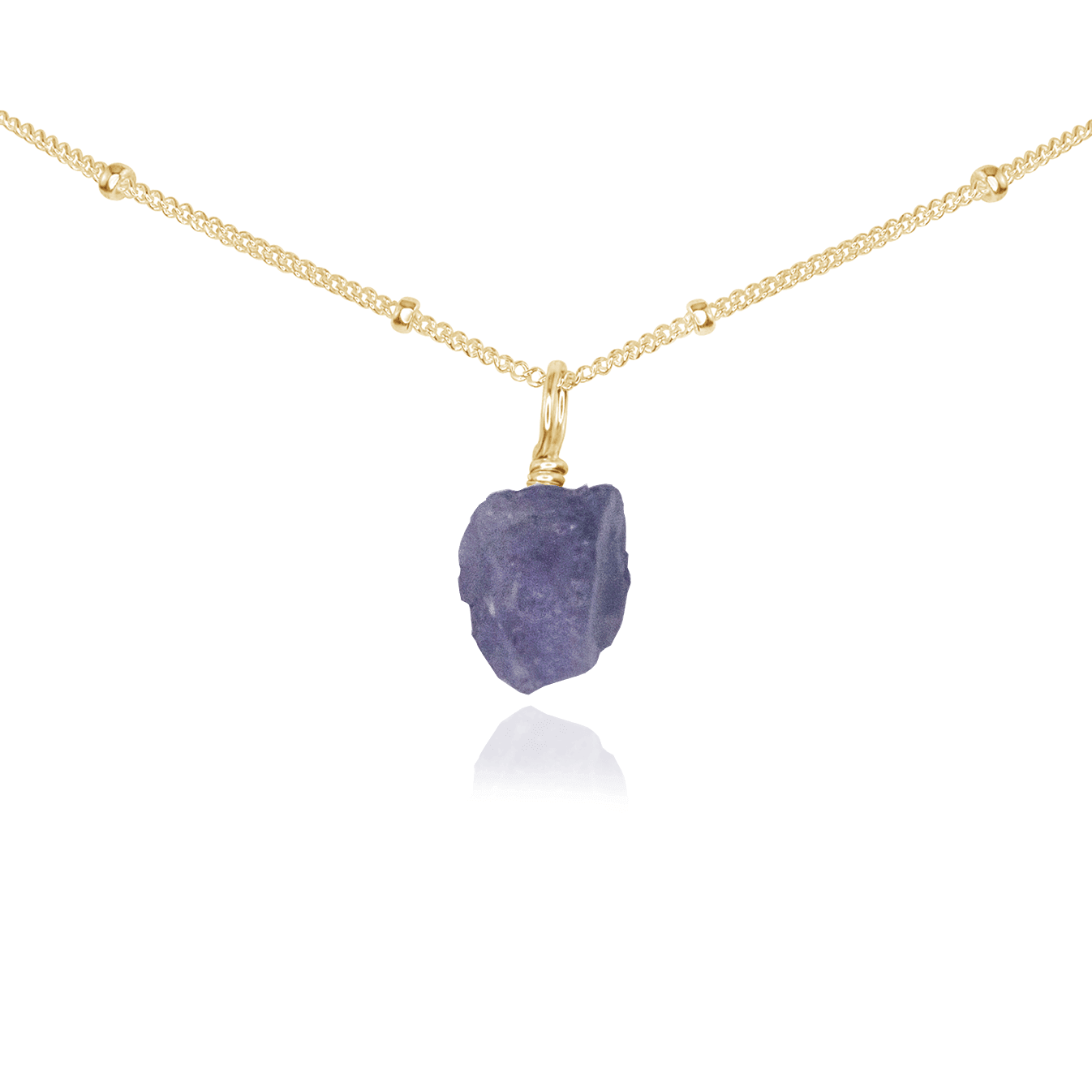 Tiny Rough Tanzanite Gemstone Pendant Choker - Tiny Rough Tanzanite Gemstone Pendant Choker - 14k Gold Fill / Satellite - Luna Tide Handmade Crystal Jewellery