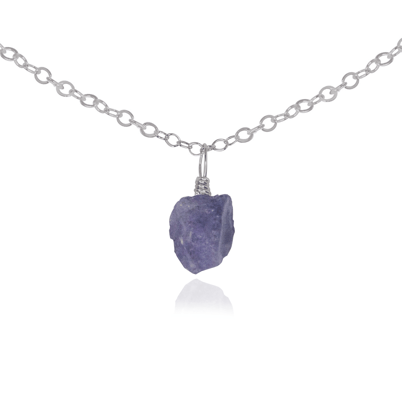 Tiny Rough Tanzanite Gemstone Pendant Choker - Tiny Rough Tanzanite Gemstone Pendant Choker - Stainless Steel / Cable - Luna Tide Handmade Crystal Jewellery
