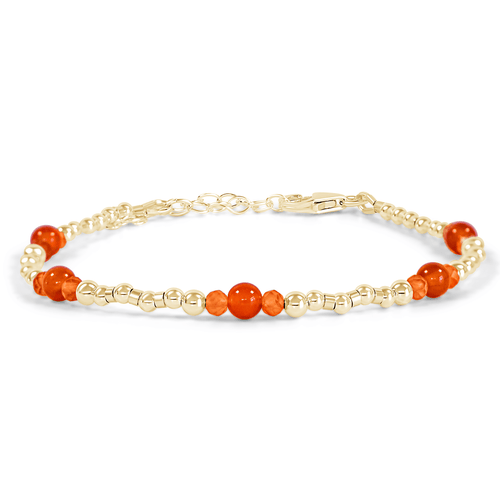 Bohemian Carnelian Crystal Precious Metal Beaded Bracelet - Bohemian Carnelian Crystal Precious Metal Beaded Bracelet - 14k Gold Fill - Luna Tide Handmade Crystal Jewellery