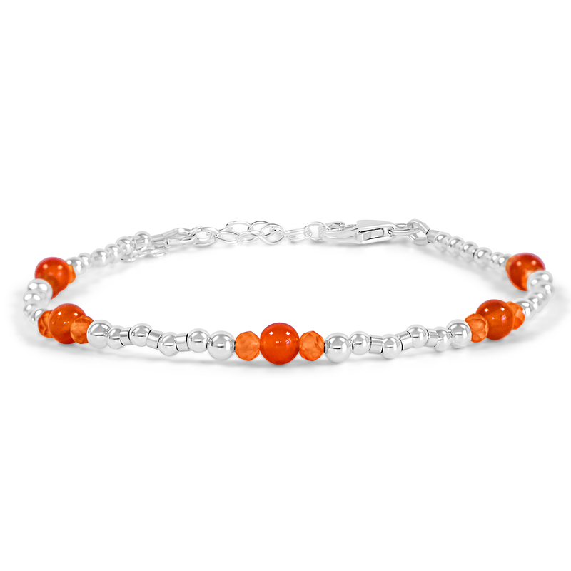 Bohemian Carnelian Crystal Precious Metal Beaded Bracelet