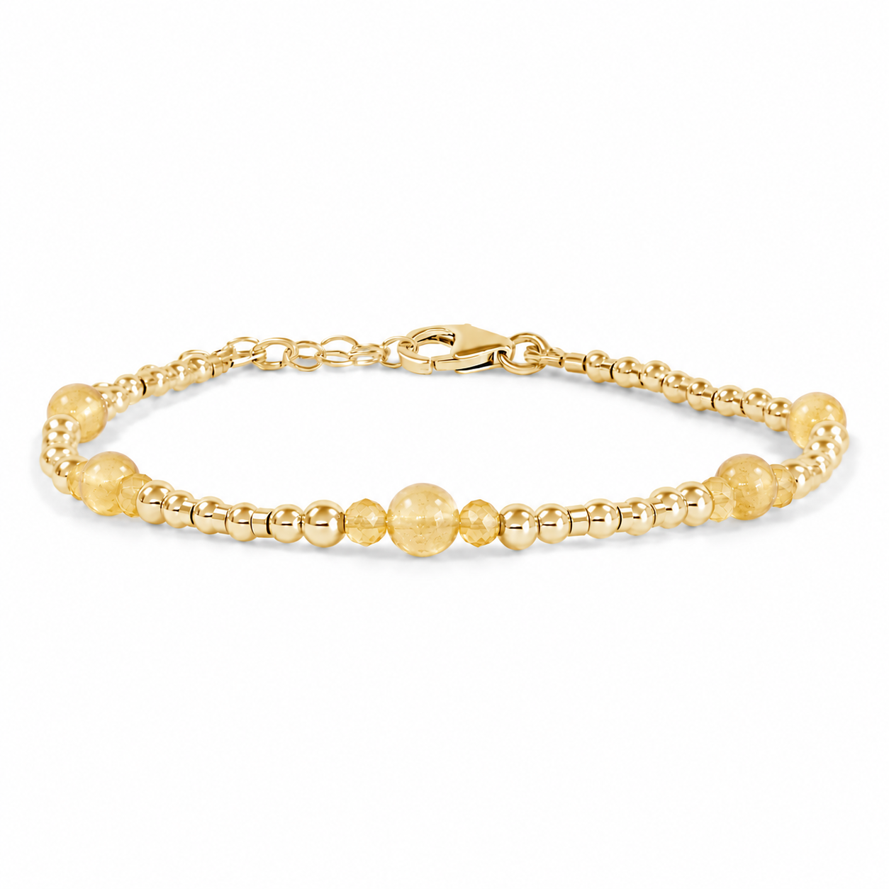Bohemian Citrine Crystal Precious Metal Beaded Bracelet