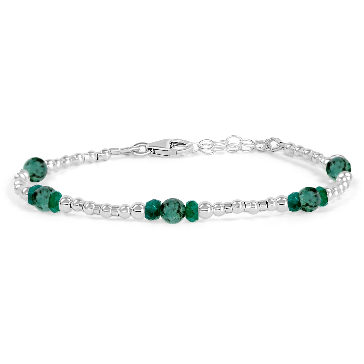 Bohemian Emerald Crystal Precious Metal Beaded Bracelet