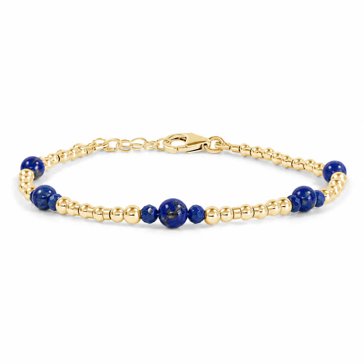 Bohemian Lapis Lazuli Crystal Precious Metal Beaded Bracelet