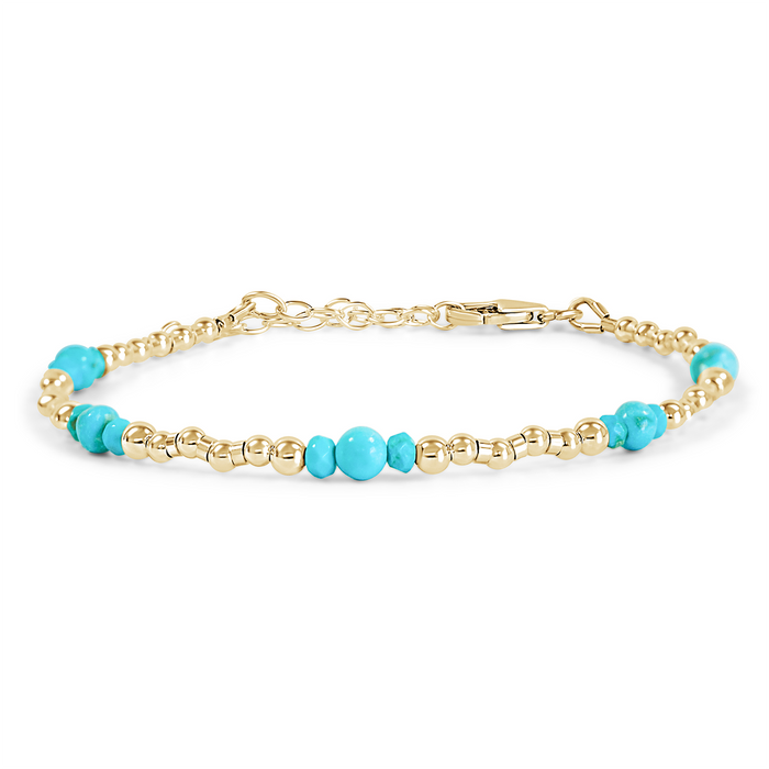 Bohemian Turquoise Crystal Precious Metal Beaded Bracelet