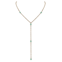 Bronze Amazonite Dainty Crystal Lariat Necklace