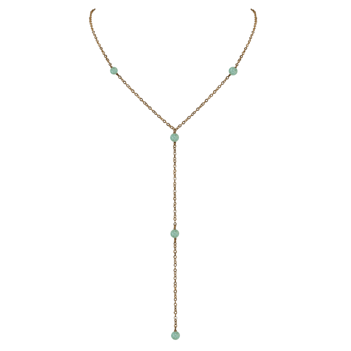 Bronze Amazonite Dainty Crystal Lariat Necklace